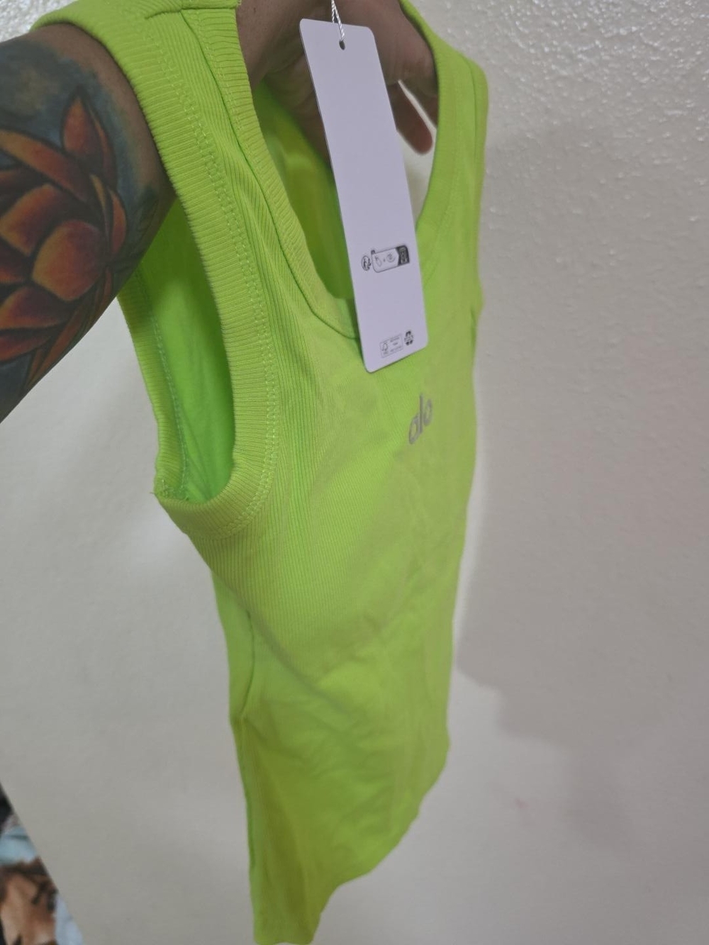 ALO Yoga Neon Lime Ribbed Tank Top